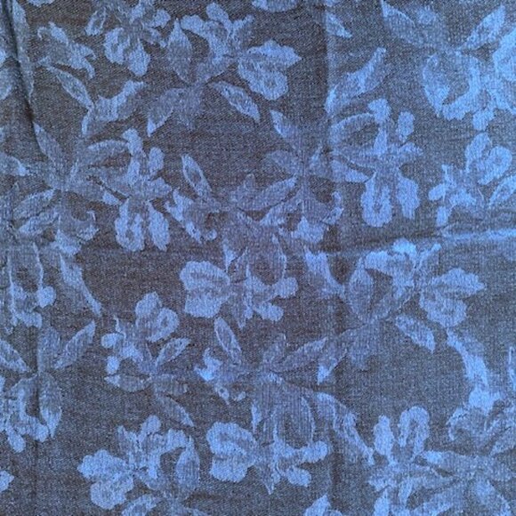 Elegant Navy Blue & Silver Floral Shawl Wrap - Rayon Blend w/ Metallic Shimmer - Picture 2 of 2